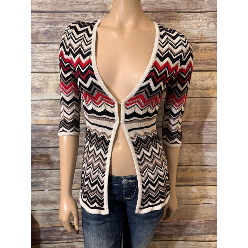 White House Black‎ Market Chevron Knit Cardigan Sweater 3/4 Sleeve Women XS